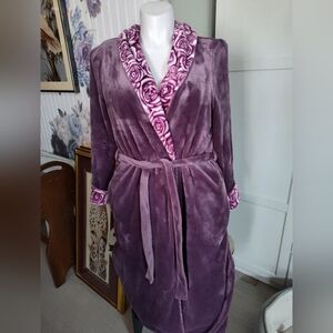 Casa Zeta-Jones Reversible Velvet Soft Rose Robe | Berry Purple L Thick Cozy